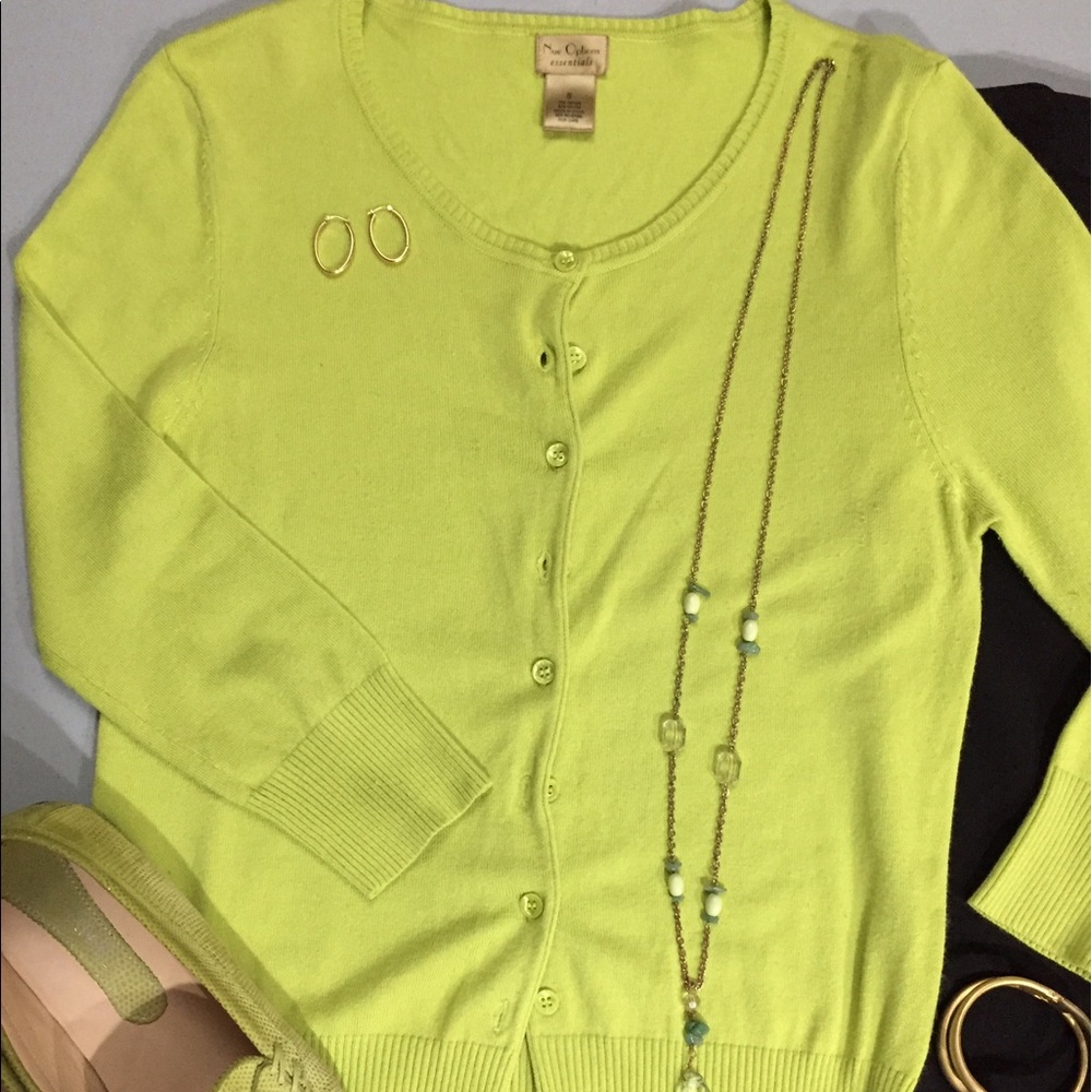 NWOT vibrant lime green cardigan