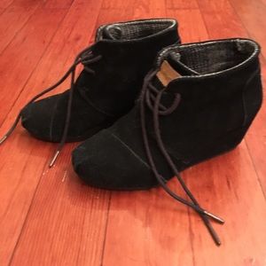 Black wedge toms. Almost brand new