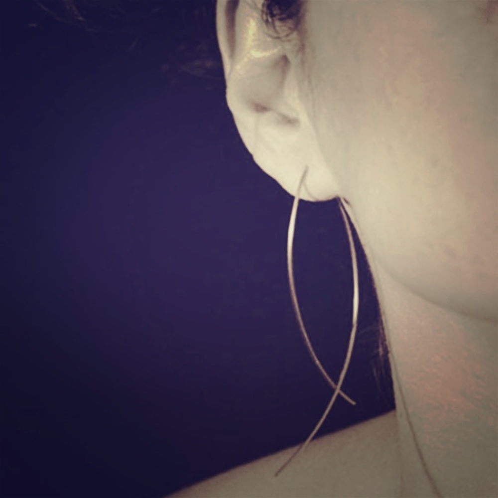 Beautiful long geometric gold or silver earrings