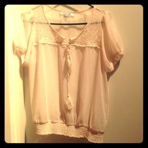 Lace white top, sheer