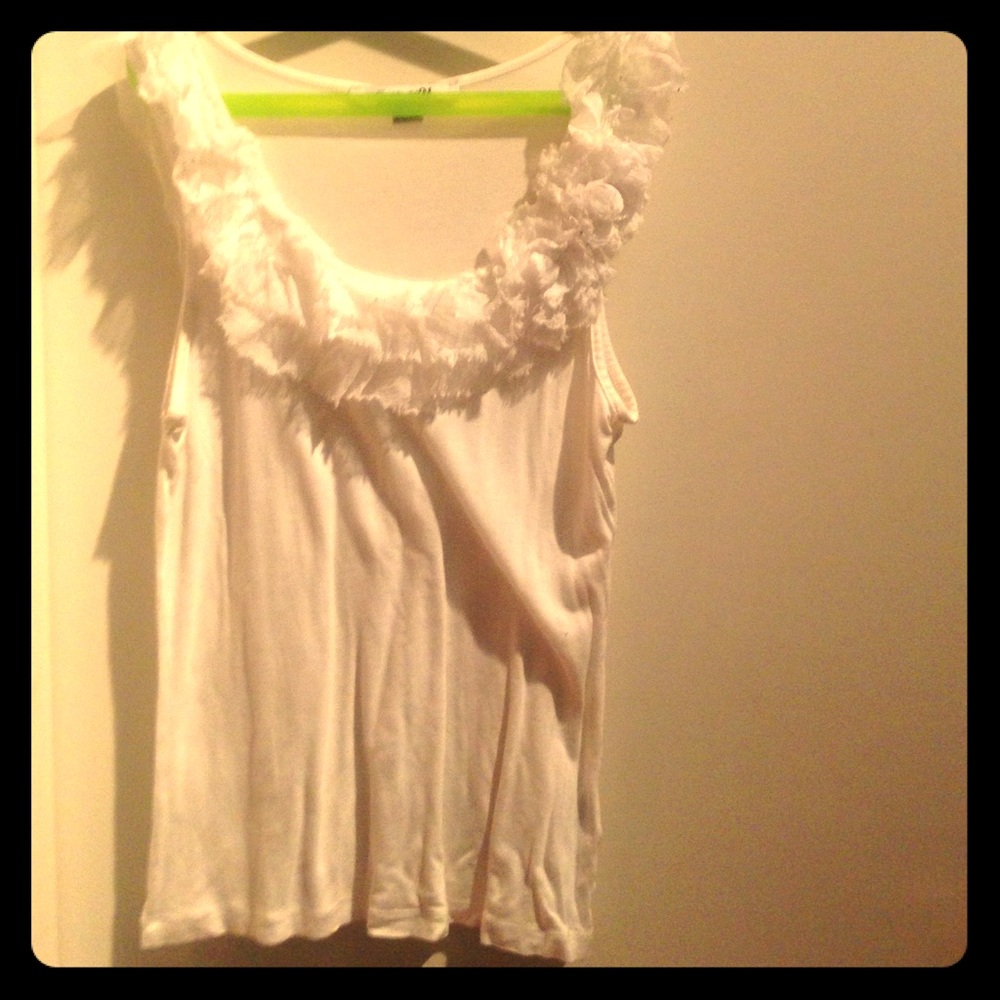 White ruffle tank