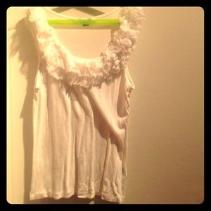 White ruffle tank