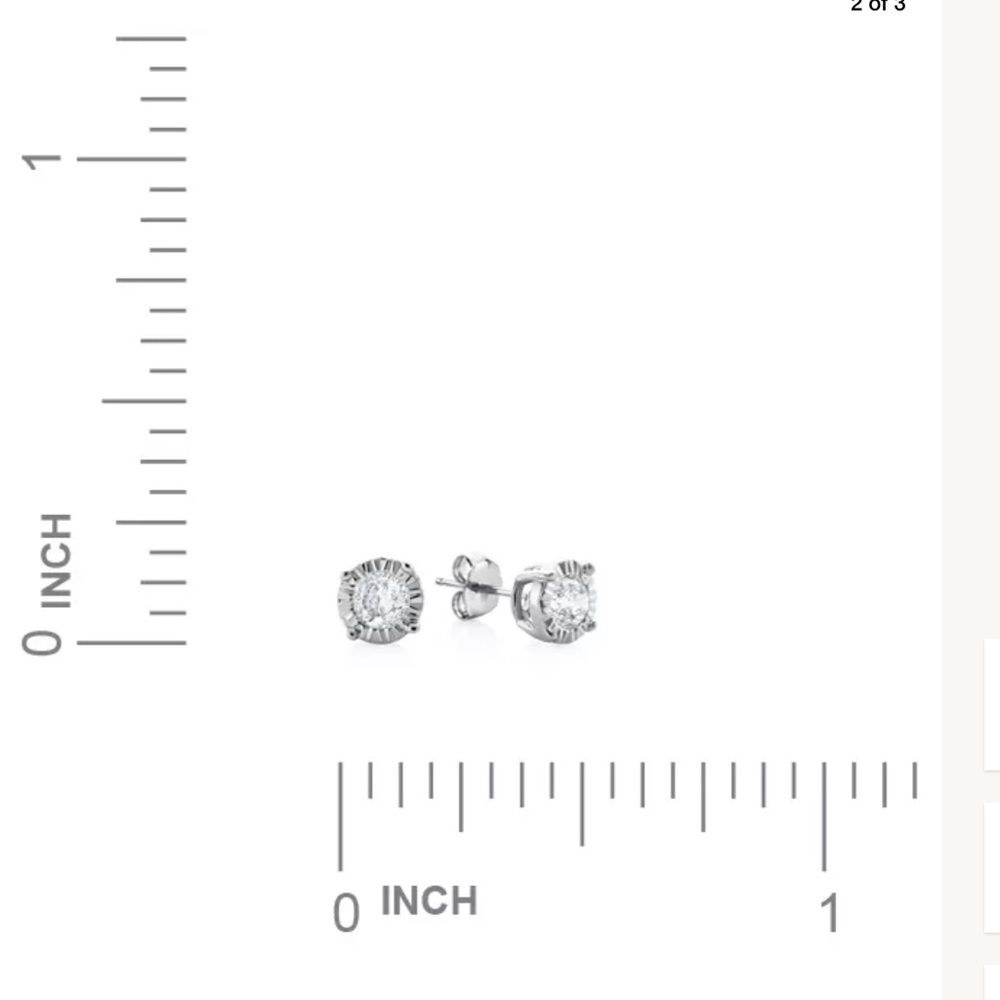 🌟.15CT Natural Diamond Sterling Silver Studs - Picture 5 of 6