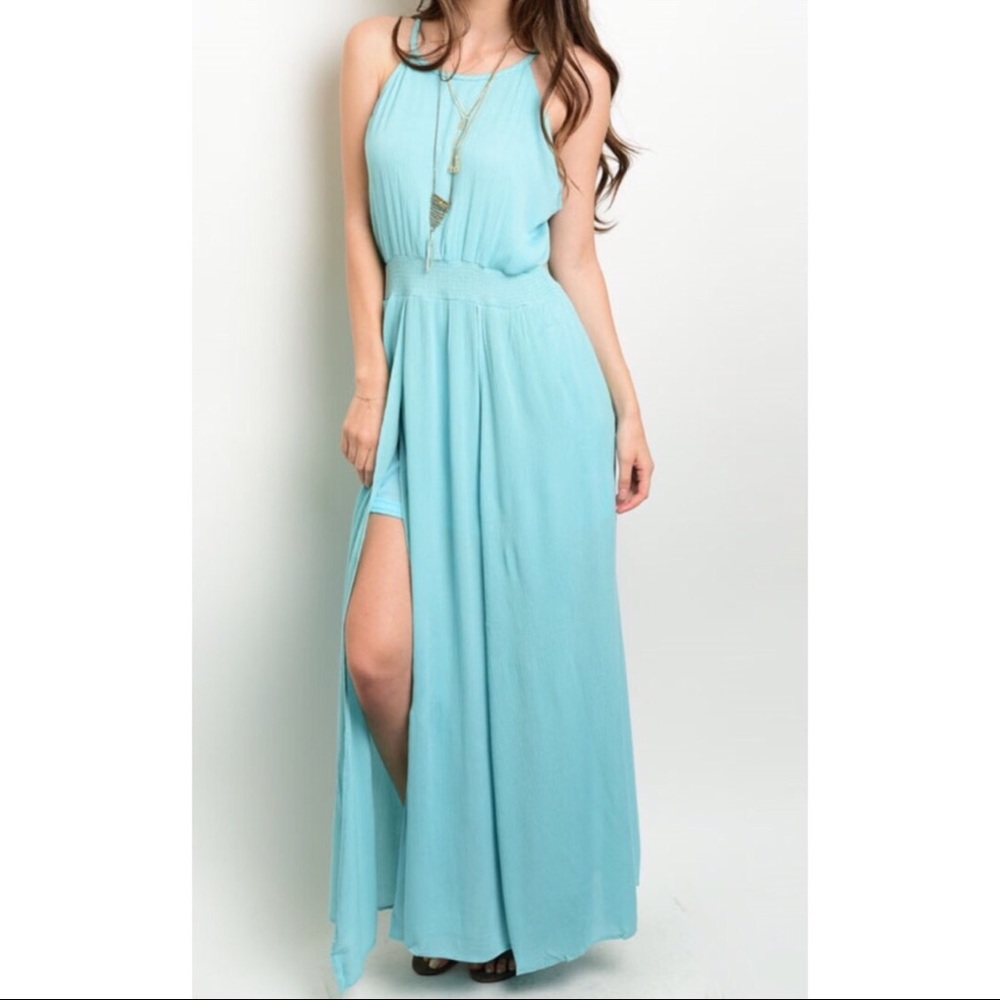 🌸 Aqua Slit Leg Maxi Dress 🌸