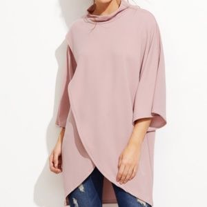 Pink high neck wrap blouse