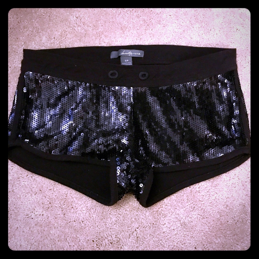 Black sequin shorts