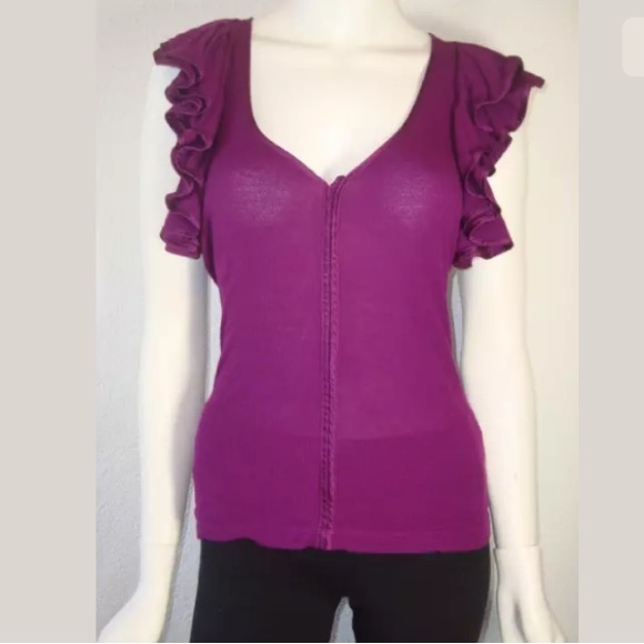 🎊 ROBERT RODRIGUEZ sz Small Ruffle Racerback Top - Picture 2 of 4