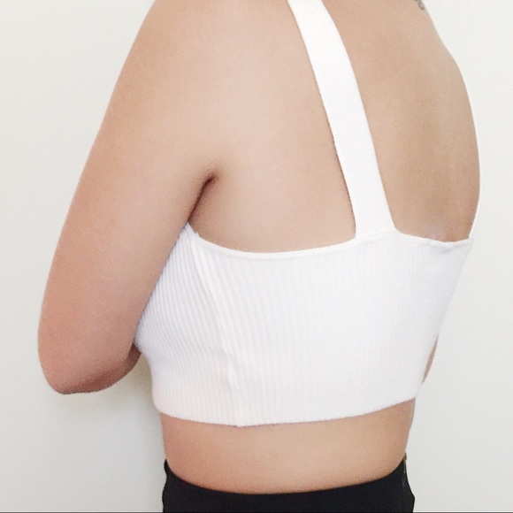 ☁️ White/off White Ribbed Knit Crop Top Cami ☁️ - Picture 6 of 6