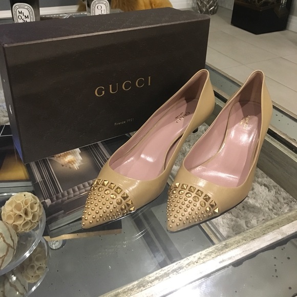 low heel studded shoes