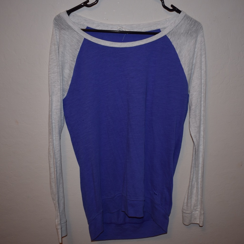 white and purple long sleeve