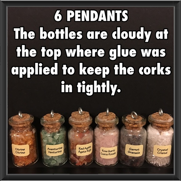 6 Semiprecious Stone Bottle Pendants - Picture 2 of 8