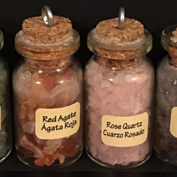 6 Semiprecious Stone Bottle Pendants - Picture 5 of 8