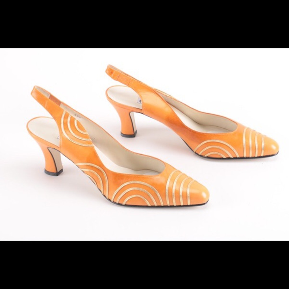 NWT orange leather heels MADE IN SPAIN brand new