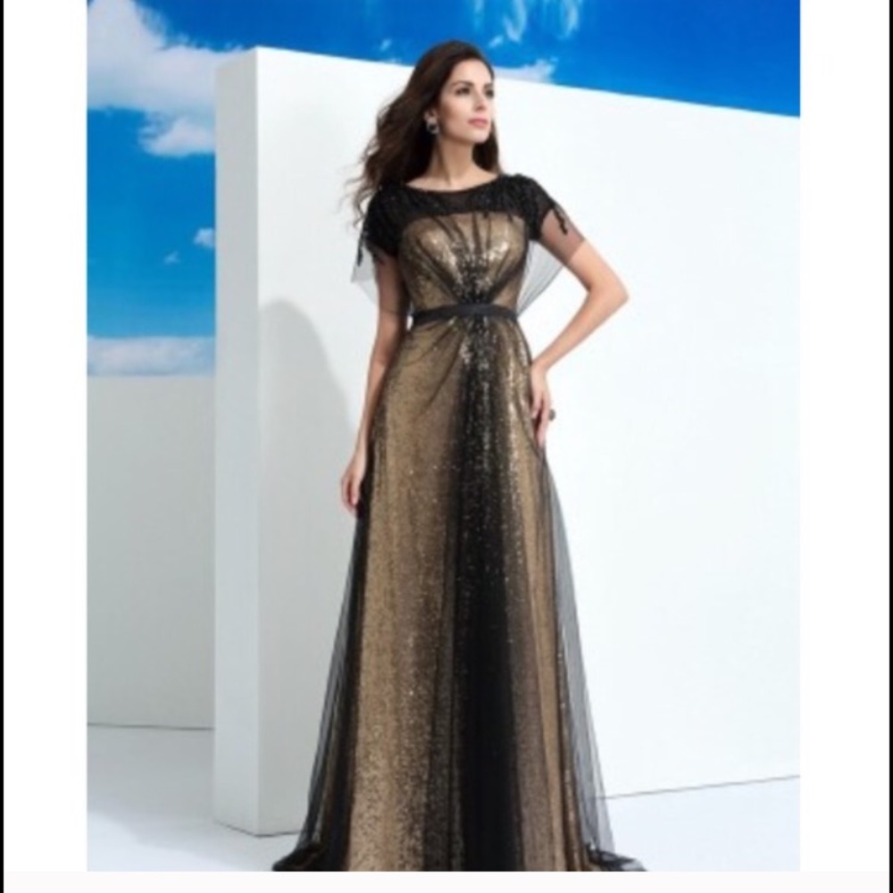 Stunning black and gold sequin dress size 4