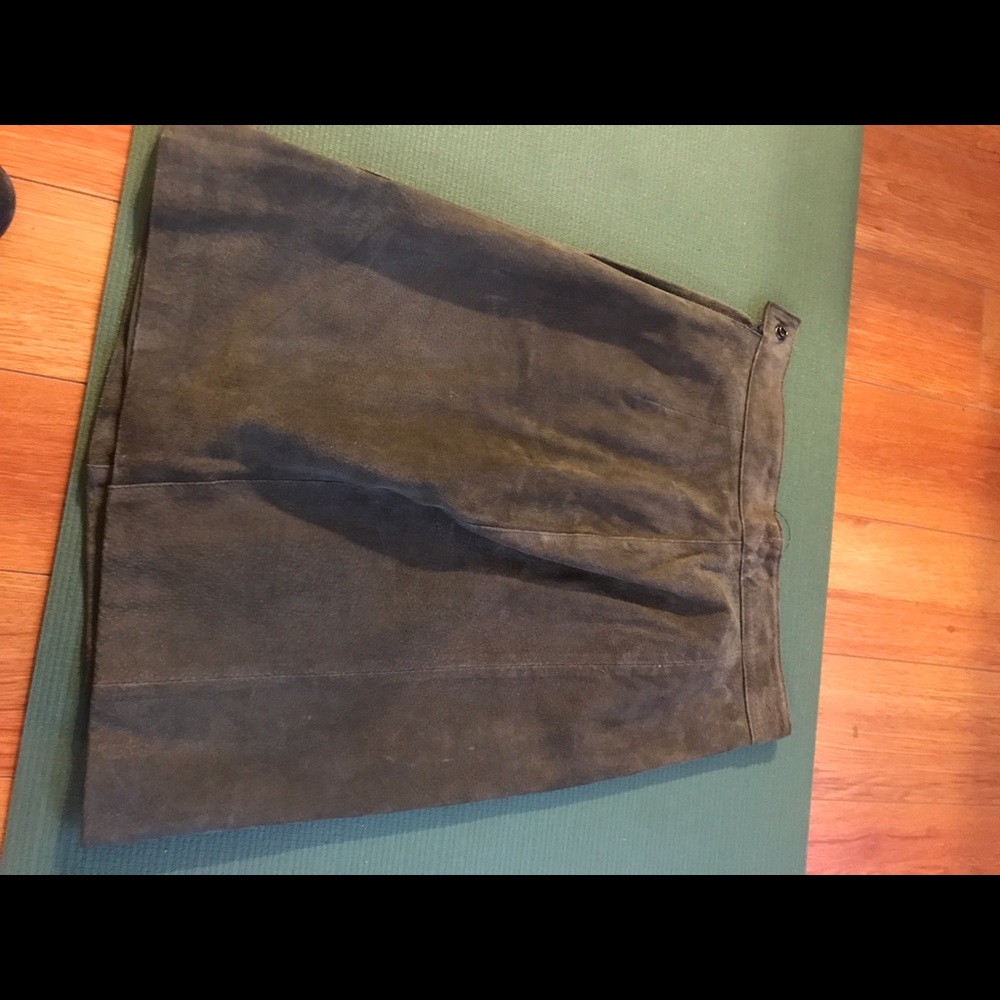 Green suede skirt