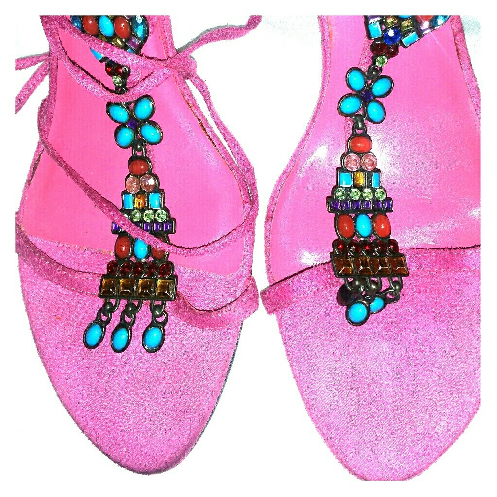 Fuscia jewel high heel sandals