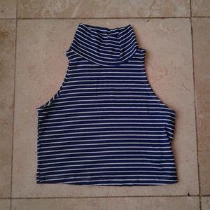 American Apparel stripped turtle neck crop top
