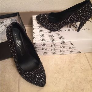 Rock & Republic Black Studded Heels - Size 9