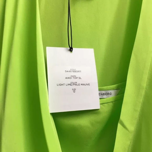 NWT Diane Von Furstenberg DVF Neon Silk Wrap Top - Picture 4 of 6