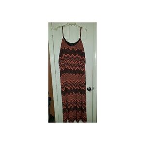 Coral and black chevron maxi