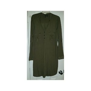 Olive military style shirt dress