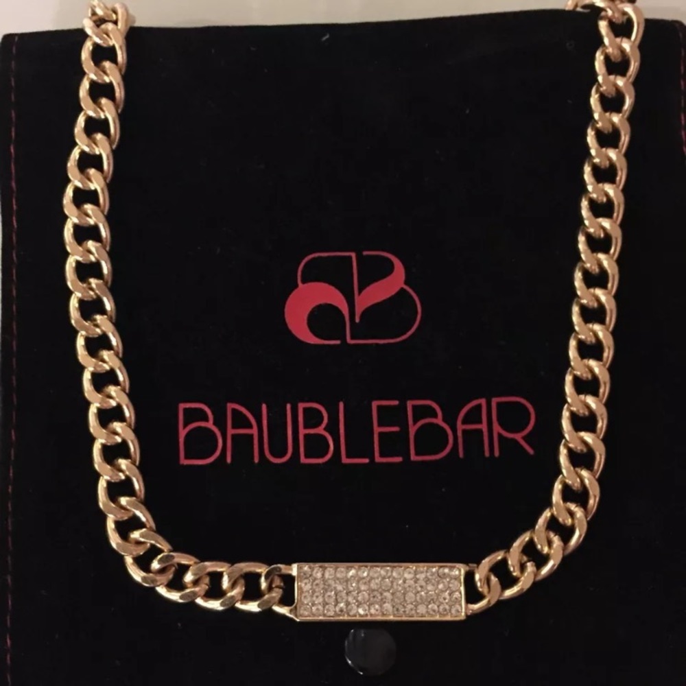 NEW Baublebar Crystal Chain Link Bar Tab Necklace