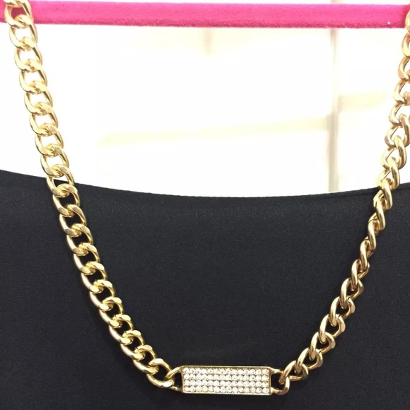 NEW Baublebar Crystal Chain Link Bar Tab Necklace - Picture 3 of 4