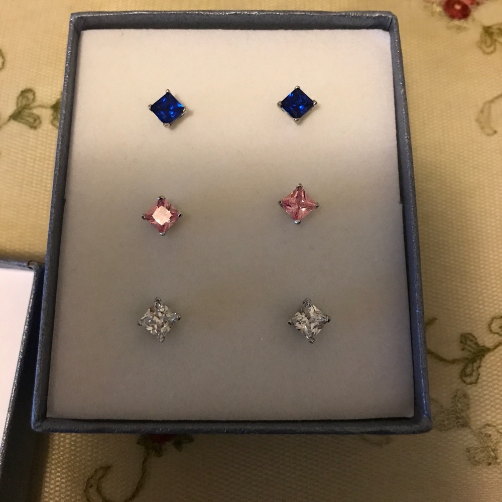 3 Earring sets  (birthstone earrings)Post