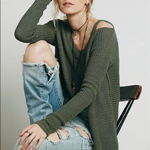 Free People Moonshine V Cold Shoulder Sweater