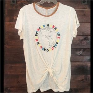 Embroidered Free People Tee "happiness makes.."