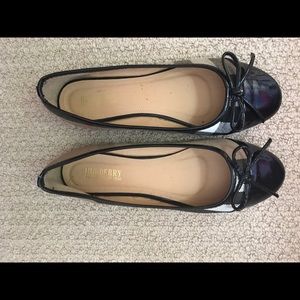 Burberry flats, plaid and patent leather design!