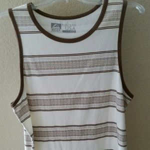 Reef, Men's Large tank top, brown & cream stripes