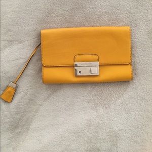 Michael Kors Yellow Clutch with detachable strap