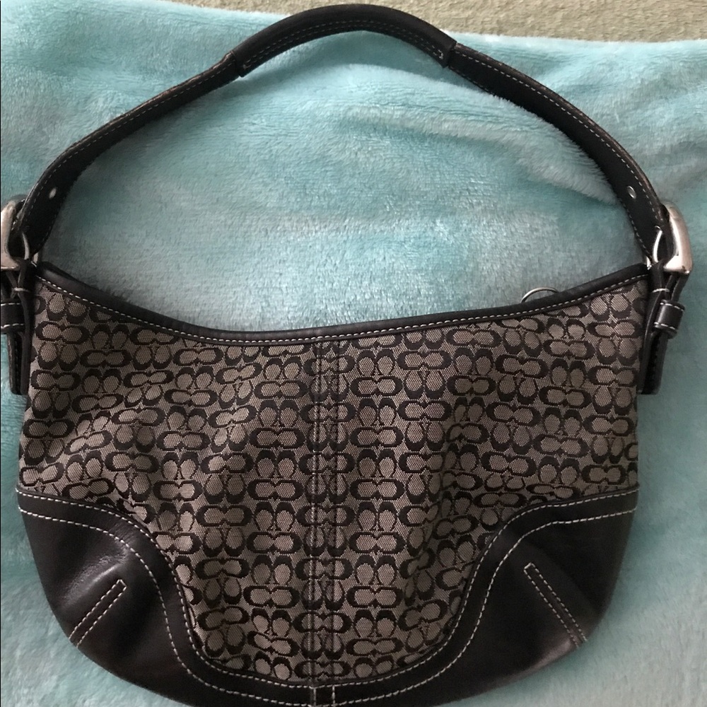 Small black and gray coach bag