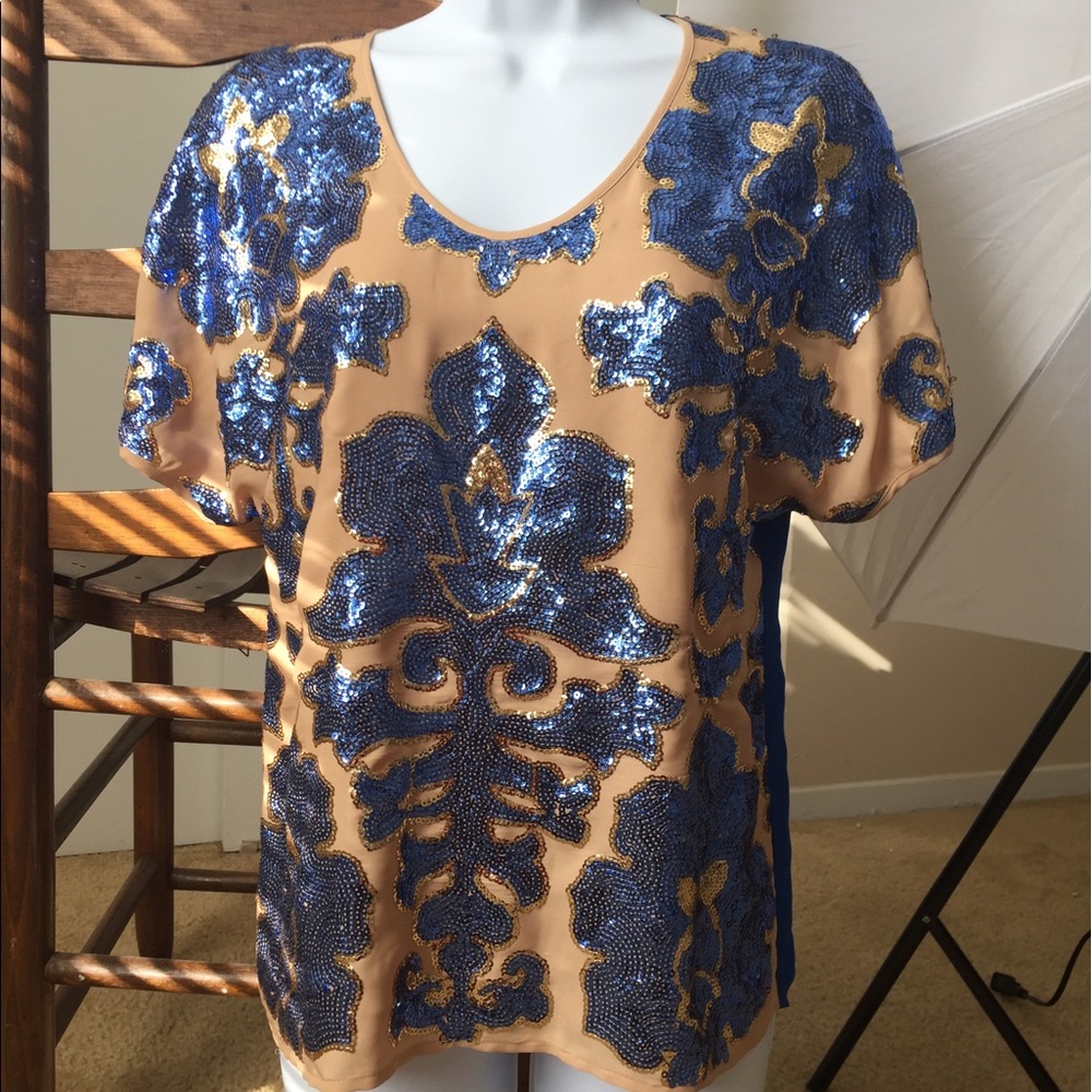 Women's Sequined Top with a sheer blue back