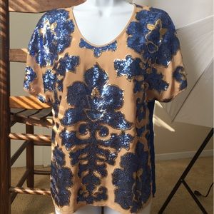Women's Sequined Top with a sheer blue back