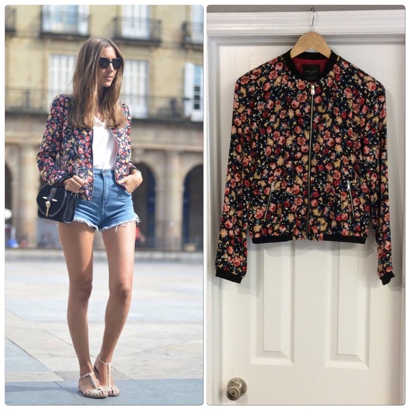 Zara Jackets & Blazers - Zara Floral Bomber Jacket