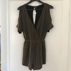 New Nordstrom ASTR black and gold glitter romper