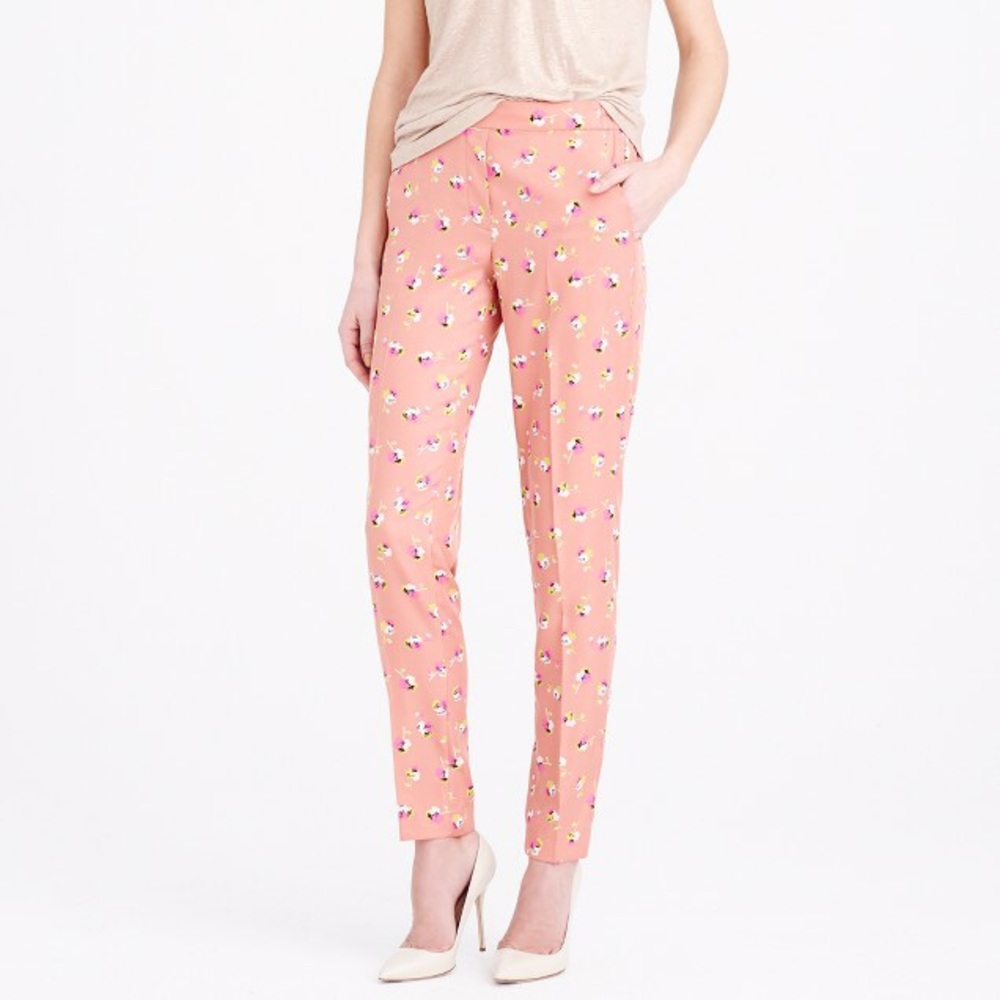 J.Crew Falling Pansies Pant, floral, size 6