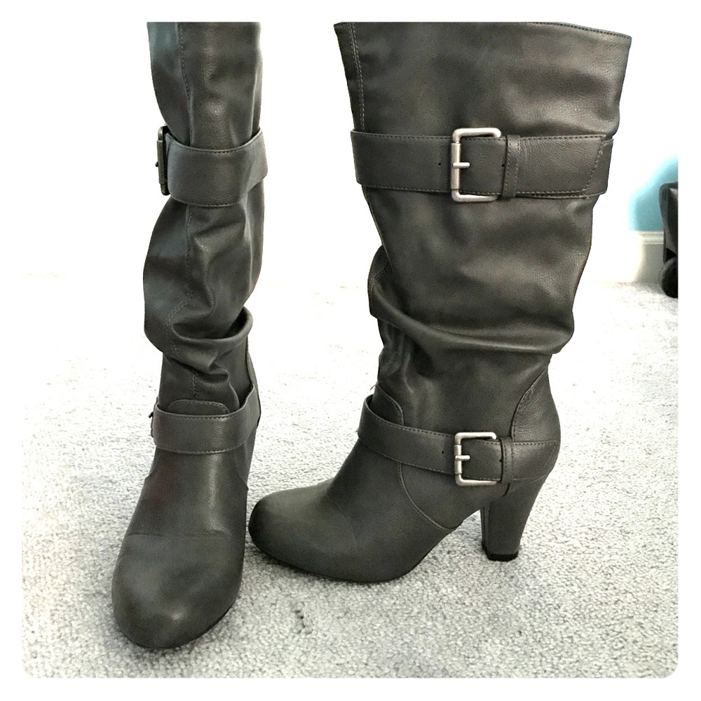 Dark Grey Heeled Boots