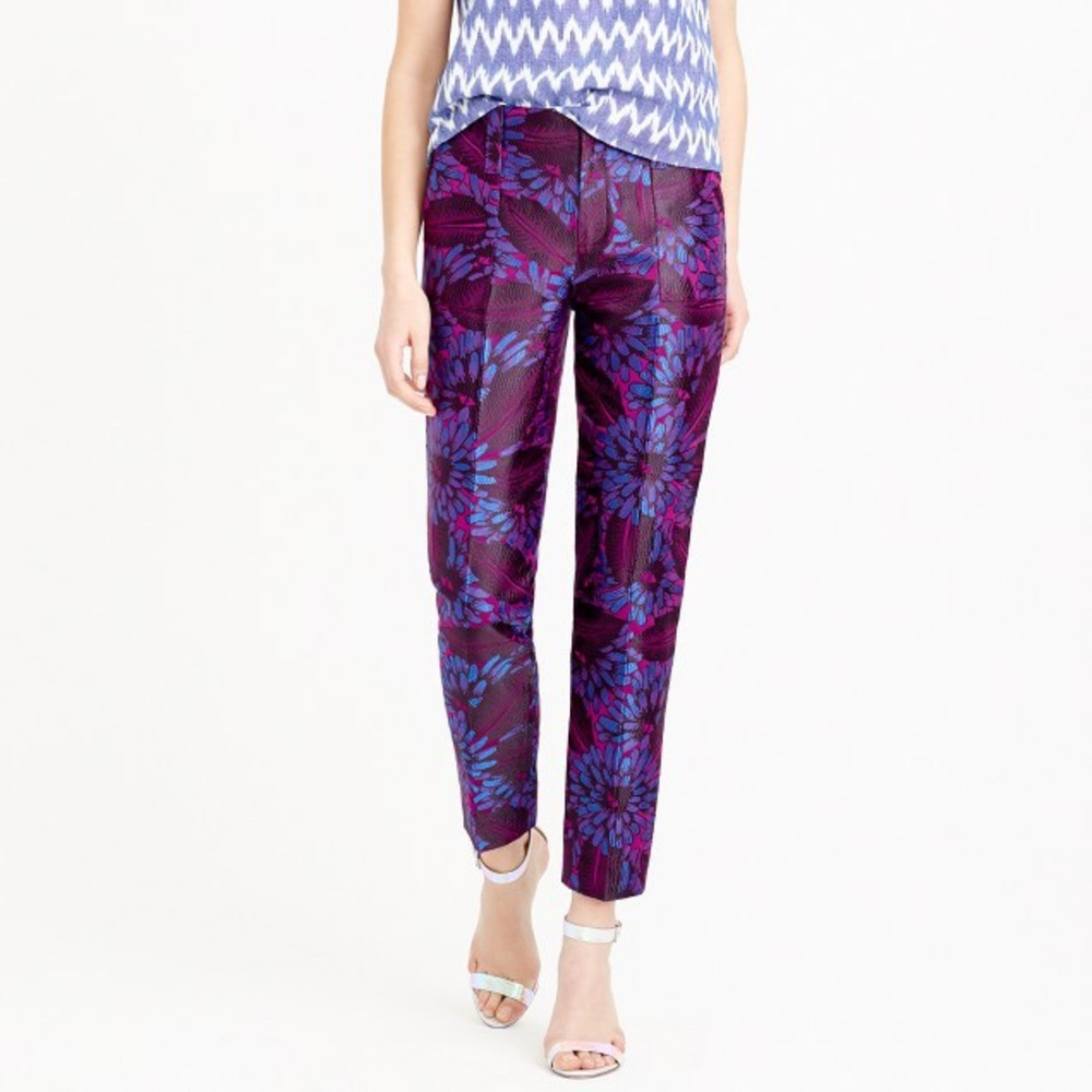 J.Crew Garden Pant in Midnight Floral Jacquard, 10