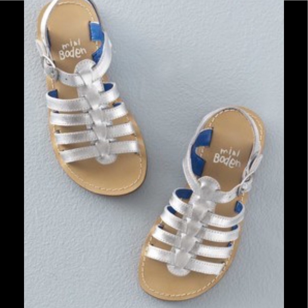 Mini Boden leather gladiator sandal silver