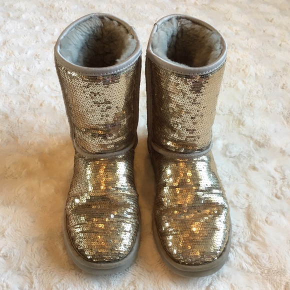 UGG Shoes - Gold Sequined Classic Short Ugg Boots