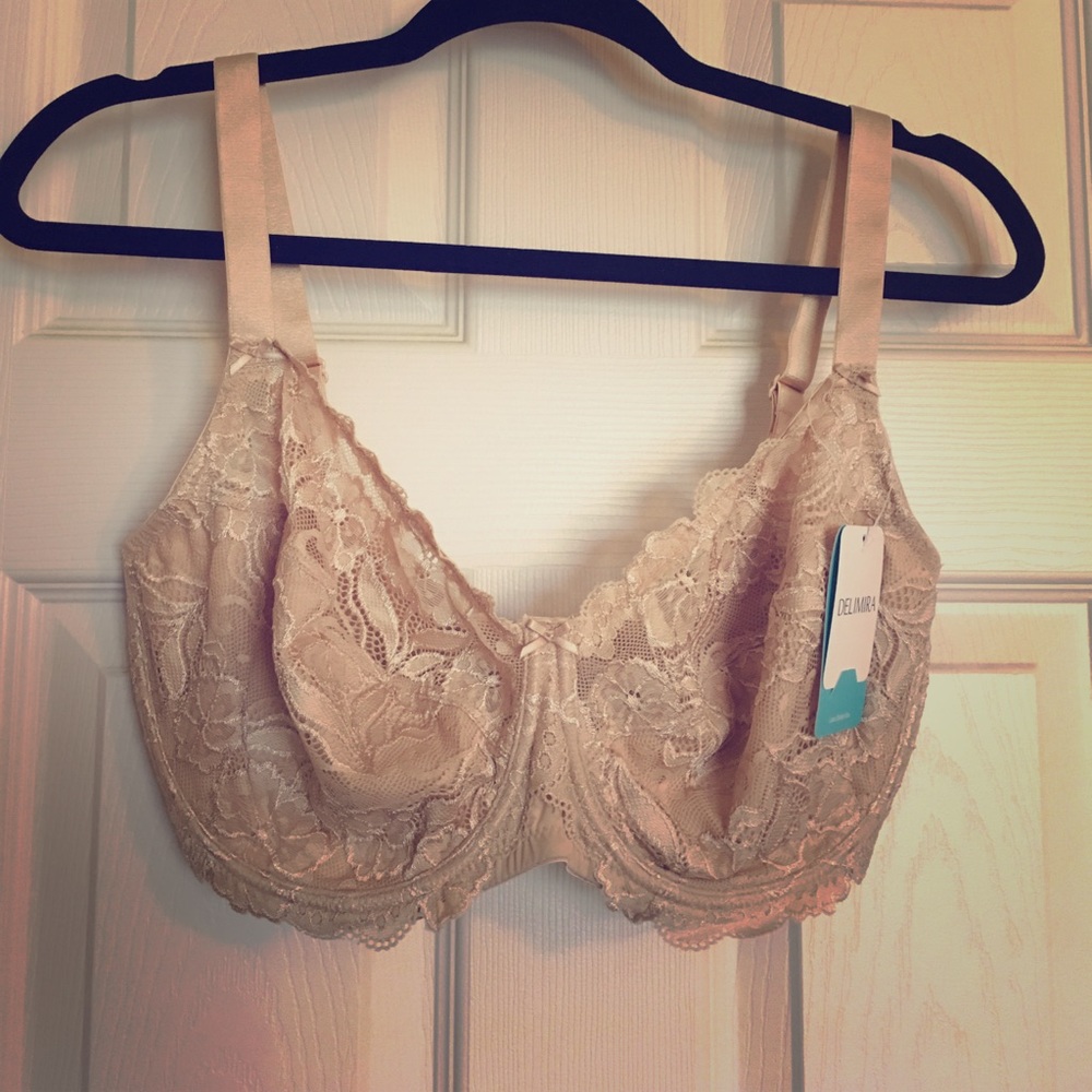34H Delimira Lacy Beige Bra