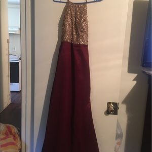 Burgundy custom made prom dress