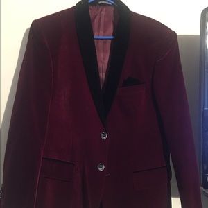 Burgundy velvet blazer