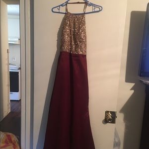Burgundy custom made prom dress