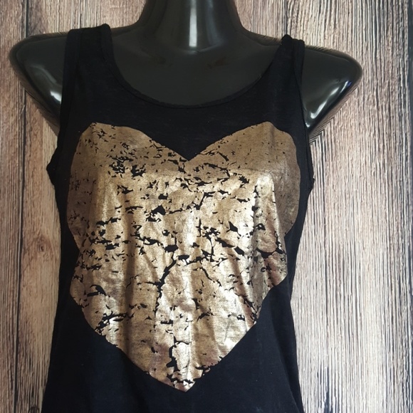 Boho burnout gold black heart racer back tank top - Picture 3 of 5