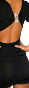Sexy rhinestone back black dress