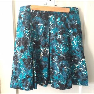 J Crew Blue and Black Floral Skirt